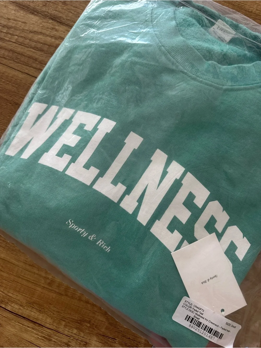 Sporty & Rich Brand New (NWT) Wellness Ivy Crewneck - Faded Teal